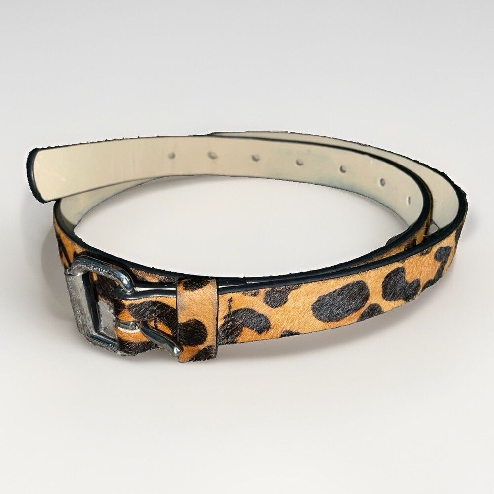 Leopard Print Skinny Belt Womens Calf Hair Thin Animal Print Dress Belt XS